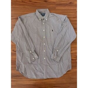 Ralph Lauren Blake Shirt Mens XL Black Gingham Check 100% Cotton Button Down